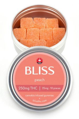 Buy Bliss – Peach Cannabis Infused Gummies 250MG THC
