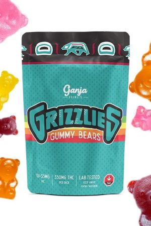Ganja Edibles – Grizzlies Gummy Bears Green Apple Flavour 350mg THC
