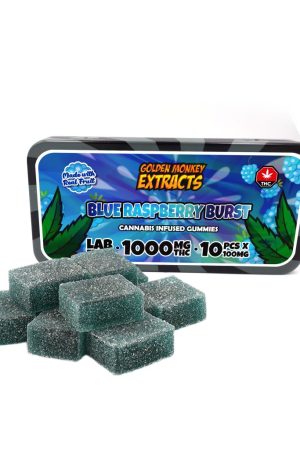 Golden Monkey Extracts Blue Raspberry Burst Gummy 1000MG THC