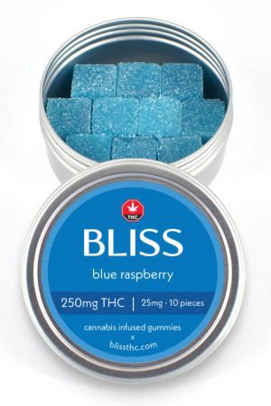 Order Bliss Blue Raspberry Cannabis Infused Gummies 250MG THC